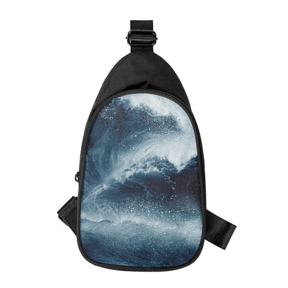 Ocean Wave Print Chest Bag