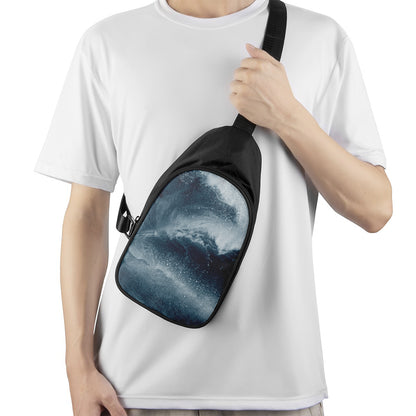 Ocean Wave Print Chest Bag