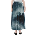 Ocean Wave Print Chiffon Maxi Skirt