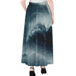 Ocean Wave Print Chiffon Maxi Skirt