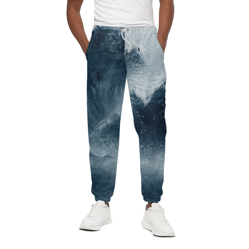 Ocean Wave Print Cotton Pants