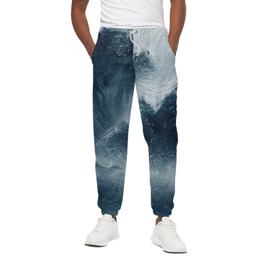 Ocean Wave Print Cotton Pants