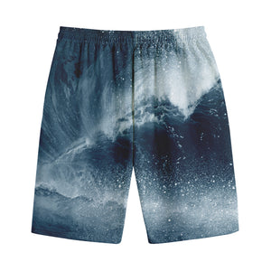 Ocean Wave Print Cotton Shorts