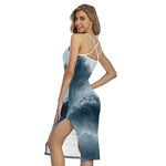 Ocean Wave Print Cross Back Cami Dress