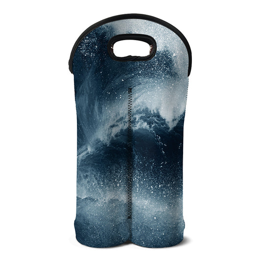 Ocean Wave Print Double Neoprene Wine Tote