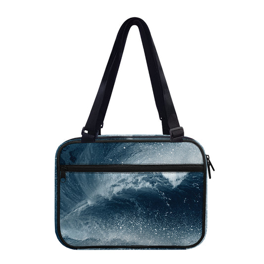 Ocean Wave Print Double Strap Bible Bag