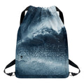 Ocean Wave Print Drawstring Backpack
