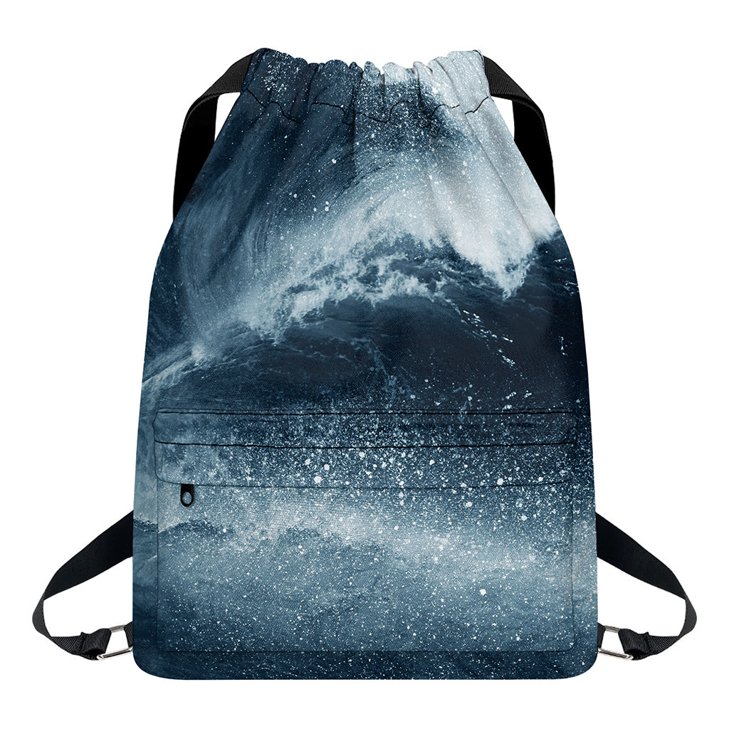 Ocean Wave Print Drawstring Backpack