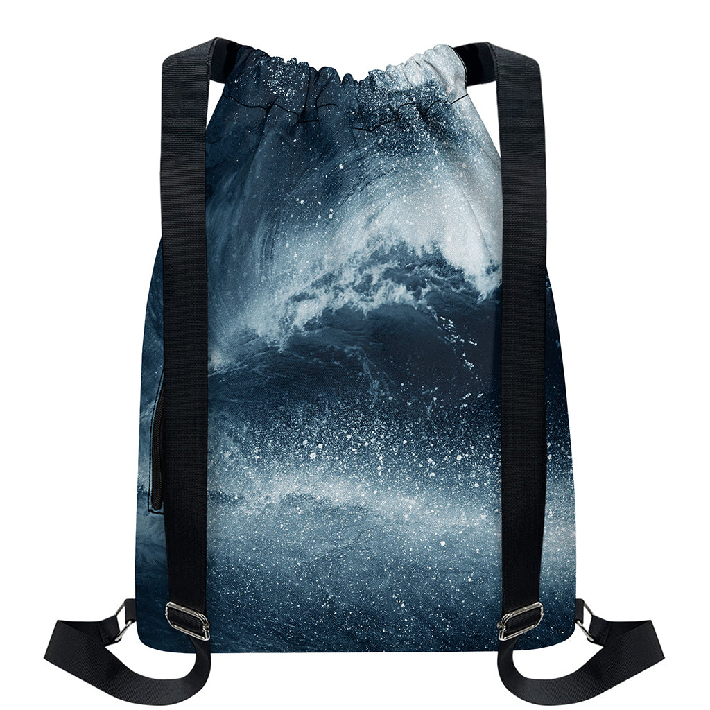 Ocean Wave Print Drawstring Backpack