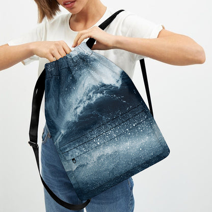 Ocean Wave Print Drawstring Backpack