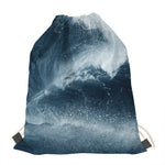 Ocean Wave Print Drawstring Bag