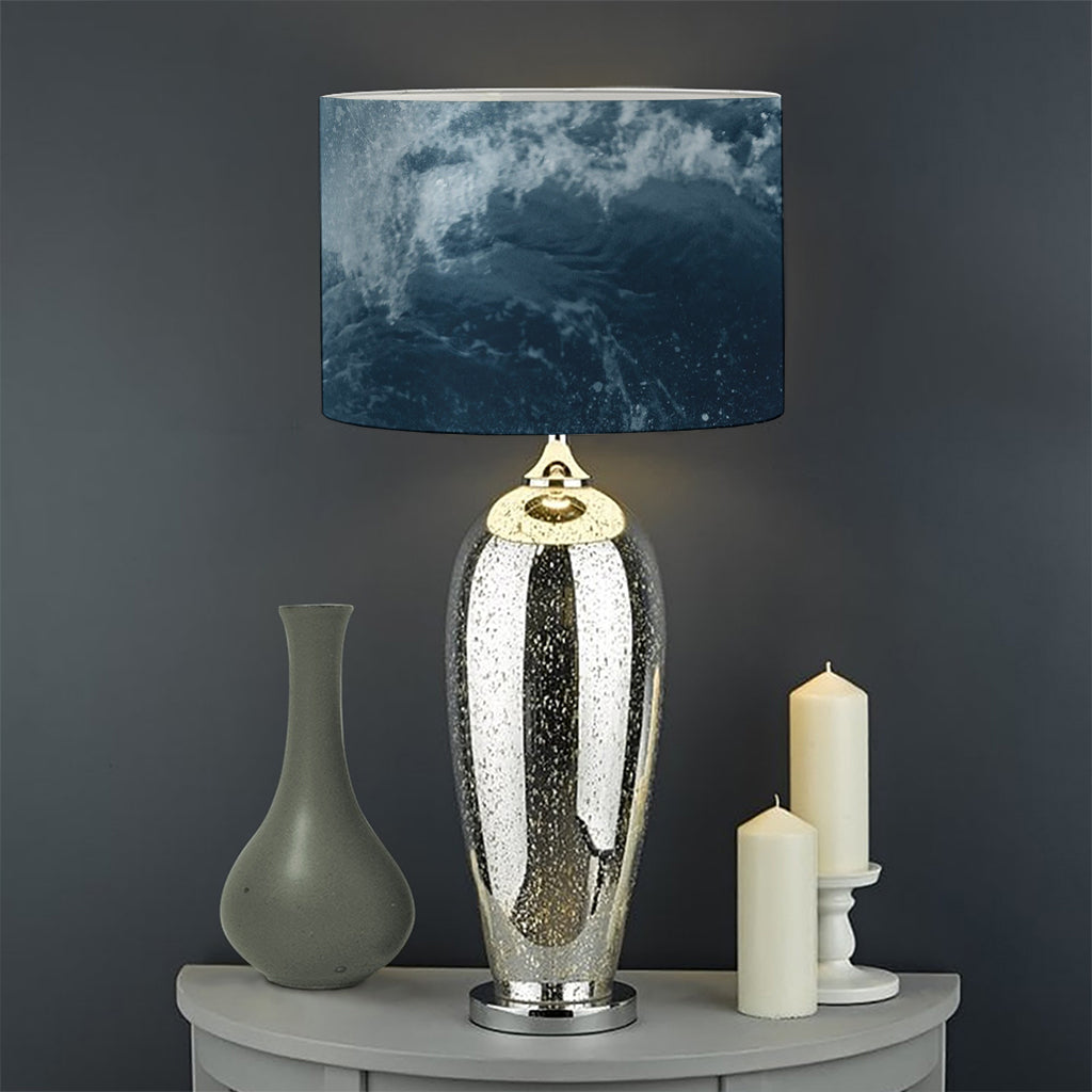 Ocean Wave Print Drum Lamp Shade