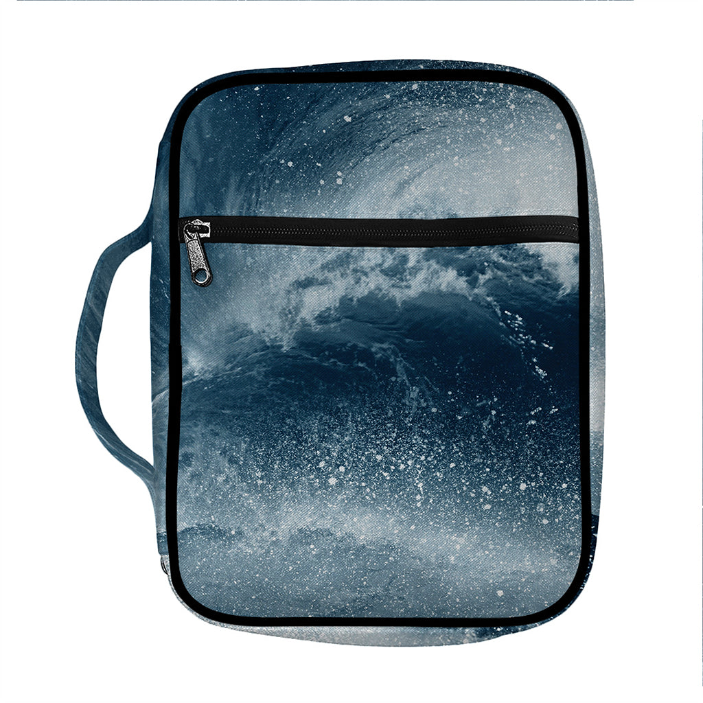 Ocean Wave Print Front Pocket Bible Bag