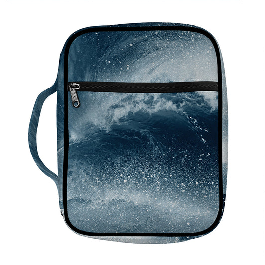 Ocean Wave Print Front Pocket Bible Bag