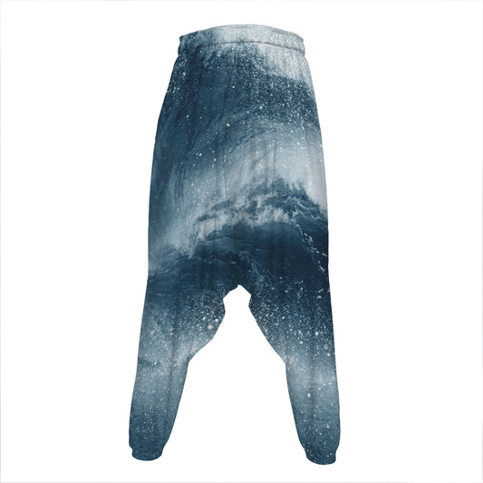 Ocean Wave Print Hammer Pants