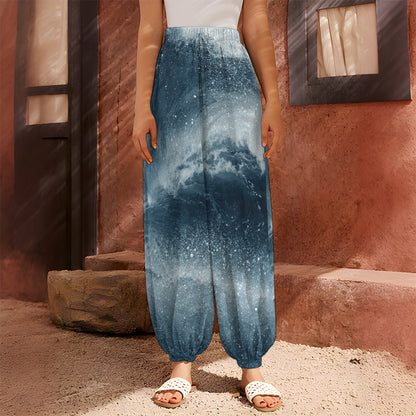 Ocean Wave Print Harem Pants