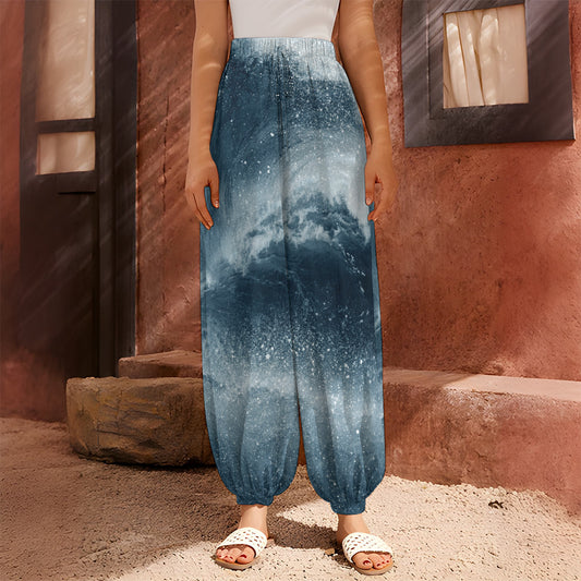 Ocean Wave Print Harem Pants