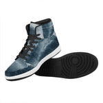 Ocean Wave Print High Top Leather Sneakers