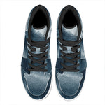 Ocean Wave Print High Top Leather Sneakers