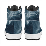 Ocean Wave Print High Top Leather Sneakers