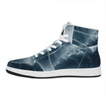 Ocean Wave Print High Top Leather Sneakers