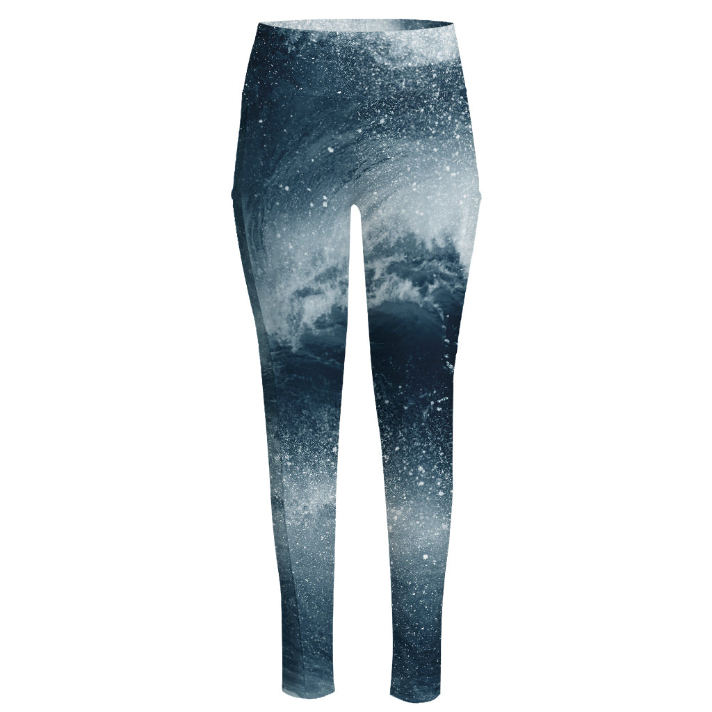 Ocean Wave Print High-Waisted Pocket Leggings