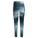 Ocean Wave Print High-Waisted Pocket Leggings