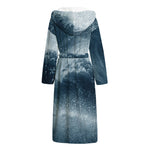 Ocean Wave Print Hooded Bathrobe