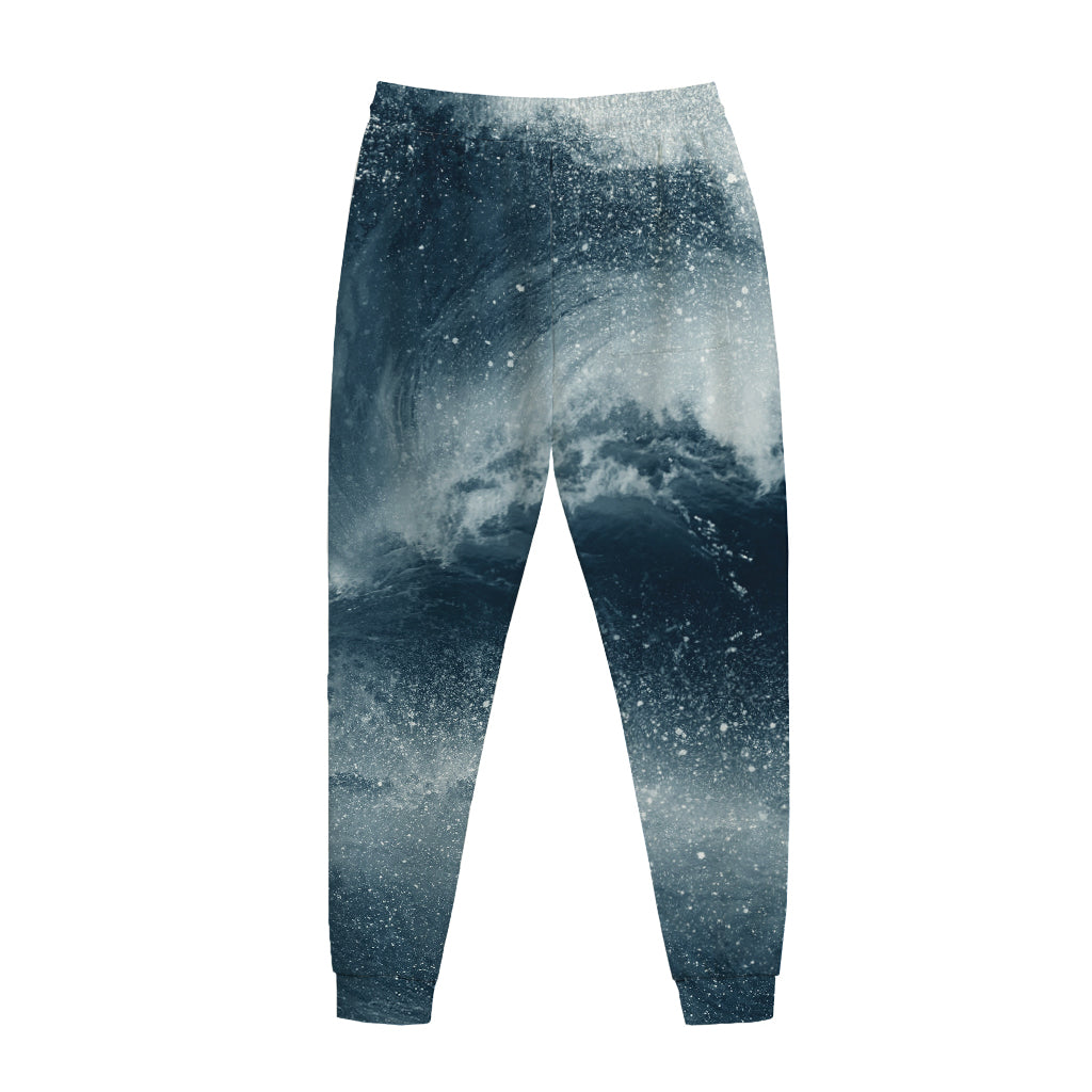 Ocean Wave Print Jogger Pants