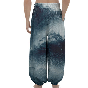 Ocean Wave Print Lantern Pants