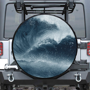 Ocean Wave Print Leather Spare Tire Cover