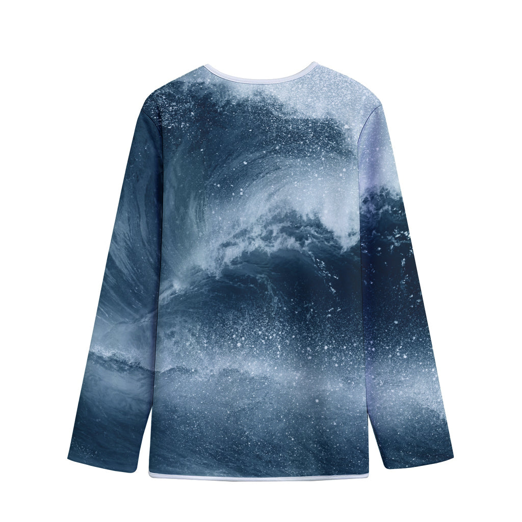 Ocean Wave Print Long Sleeve Short Coat