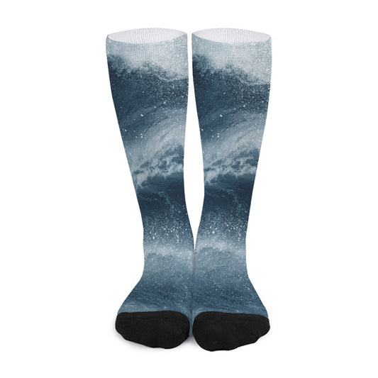 Ocean Wave Print Long Socks