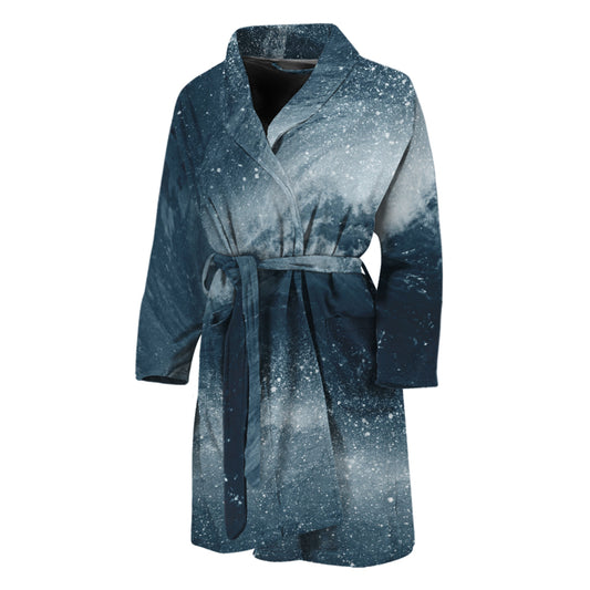 Ocean Wave Print Men's Bathrobe