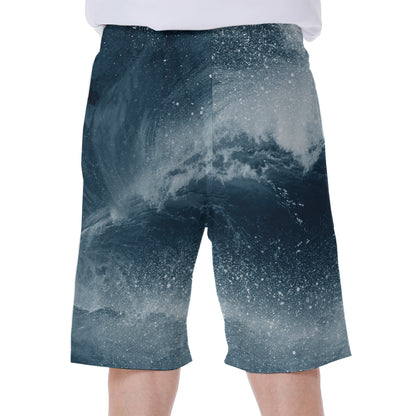Ocean Wave Print Men's Beach Shorts