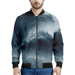 Ocean Wave Print Men's Bomber Jacket