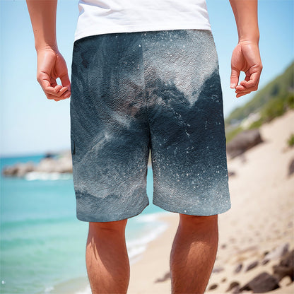 Ocean Wave Print Men's Cargo Shorts
