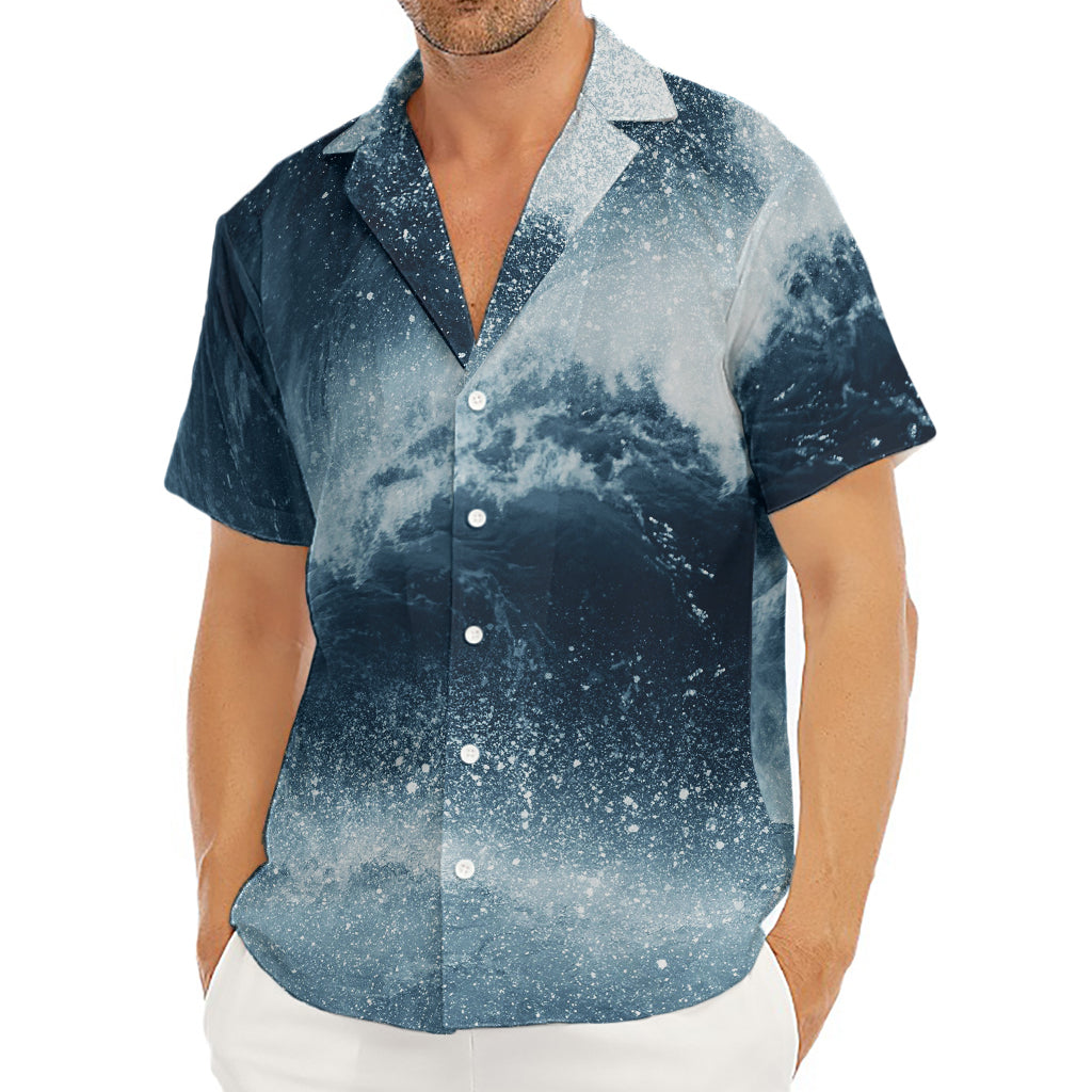 Ocean Wave Print Men's Deep V-Neck Shirt