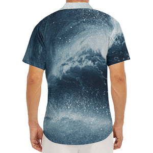 Ocean Wave Print Men's Deep V-Neck Shirt