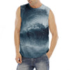 Ocean Wave Print Men's Fitness Tank Top