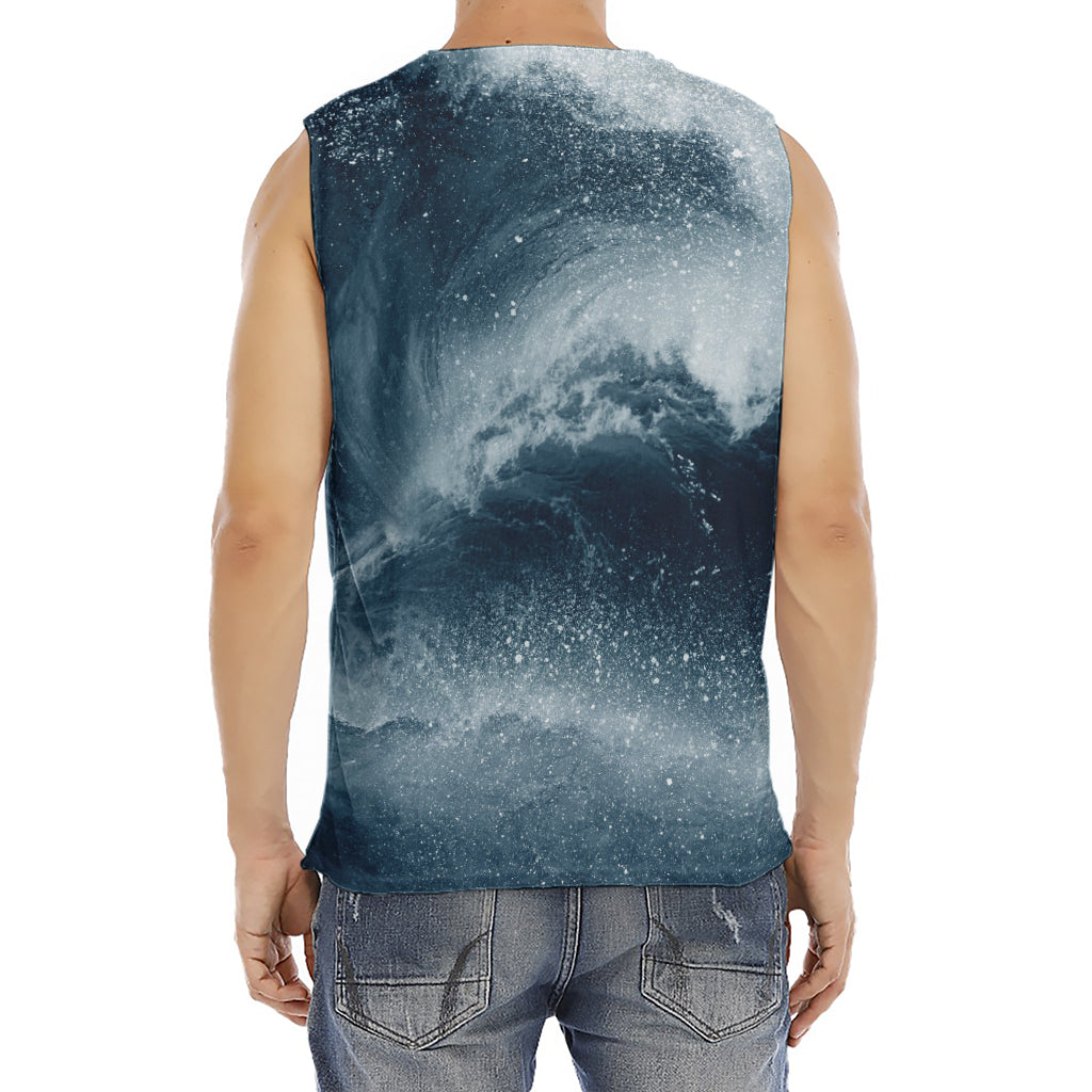 Ocean Wave Print Men's Fitness Tank Top