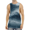 Ocean Wave Print Men's Muscle Tank Top