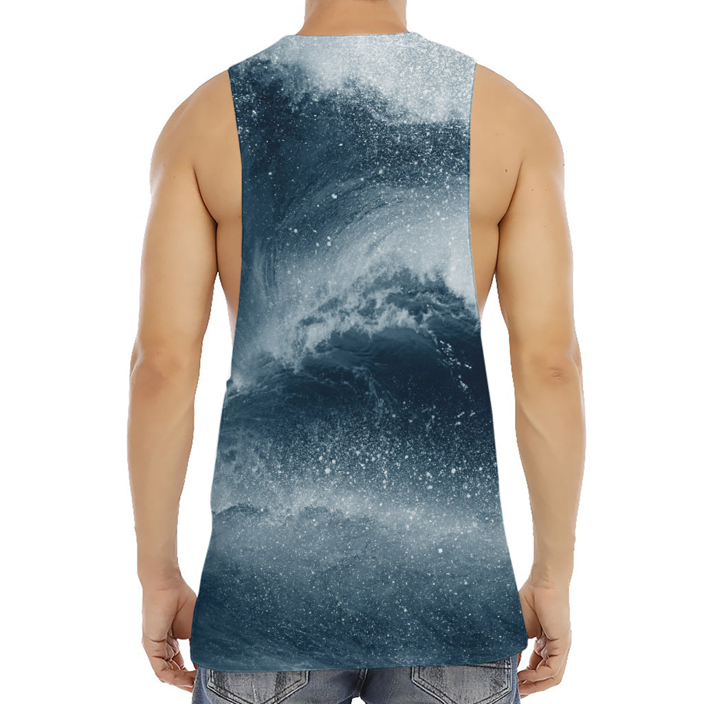 Ocean Wave Print Men's Muscle Tank Top
