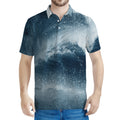 Ocean Wave Print Men's Polo Shirt