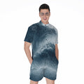 Ocean Wave Print Men's Romper