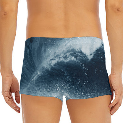 Ocean Wave Print Men's Short Boxer Briefs