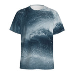 Ocean Wave Print Men's Sports T-Shirt