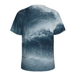 Ocean Wave Print Men's Sports T-Shirt