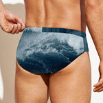 Ocean Wave Print Men's Swim Briefs