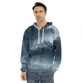Ocean Wave Print Men's Velvet Pullover Hoodie